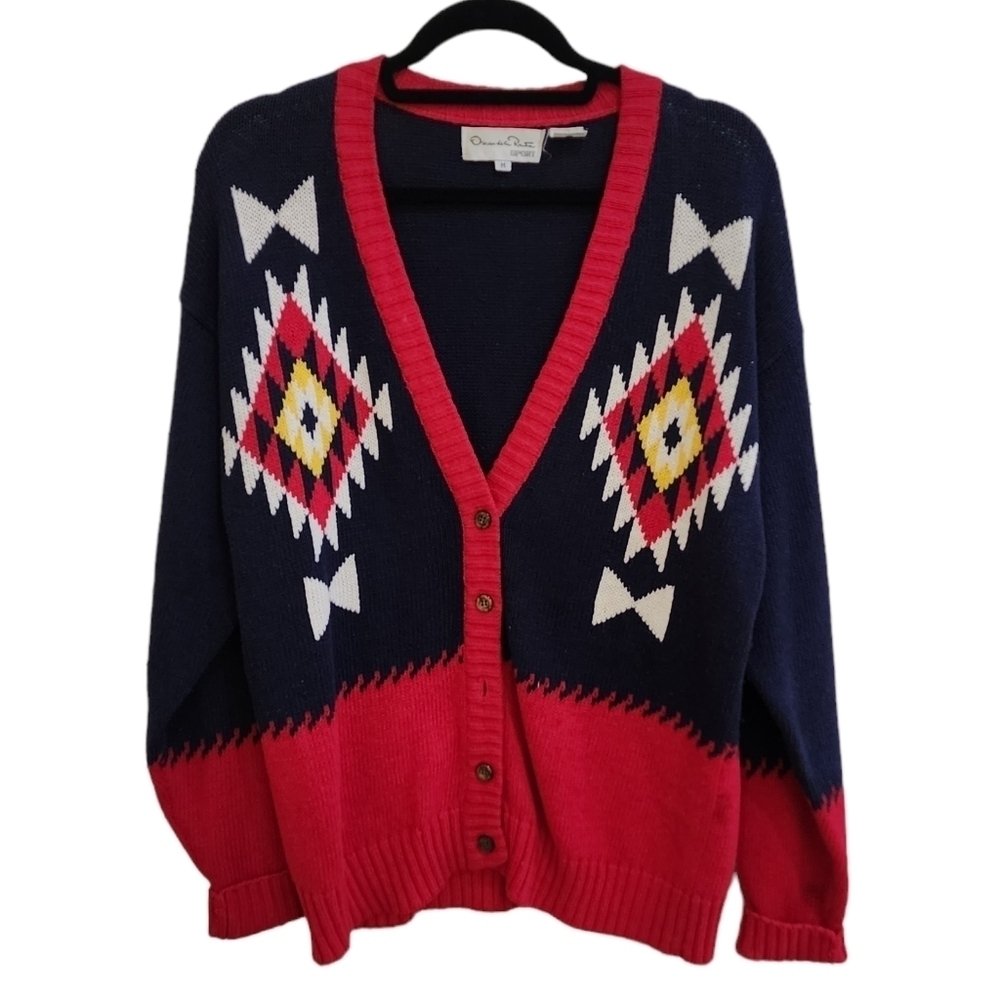 💜 Oscar De La Renta Sport Vintage Button Up Sweater